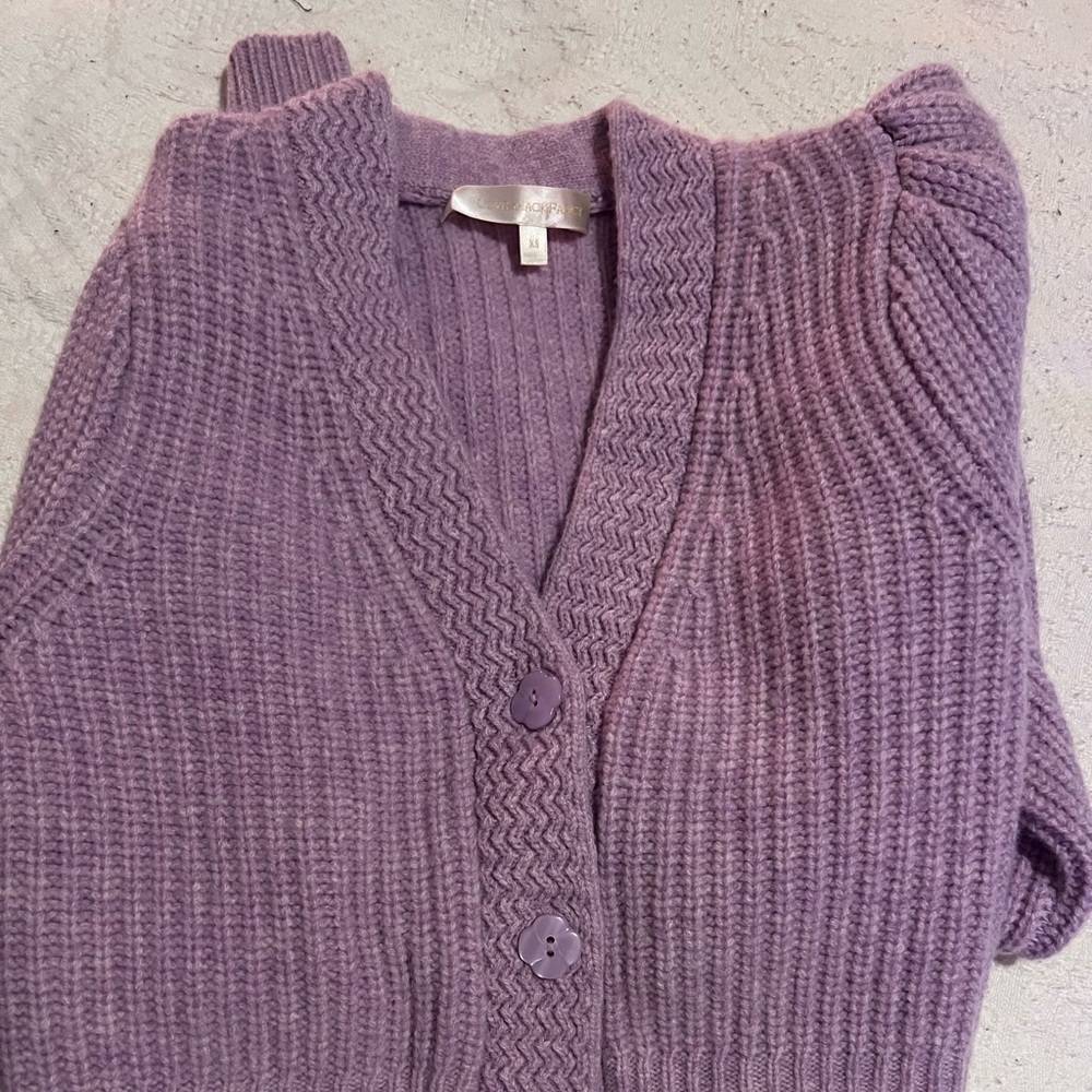 LoveShackFancy Lavender Cardigan Sweater - Picture 2 of 7
